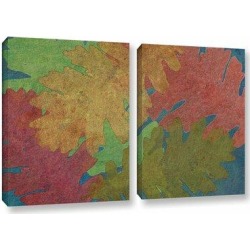 Winston Porter Oak Leaves 3 2 Piece Graphic Art on Wrapped Canvas Set Metal in Green/Red/Yellow, Size 32.0 H x 48.0 W x 2.0 D in | Wayfair found on Bargain Bro from Wayfair for USD $86.63