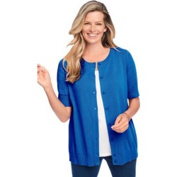 Plus Size Women's Perfect Elbow-Length Sleeve Cardigan by Woman Within in Bright Cobalt (Size 5X) Sweater found on Bargain Bro Philippines from fullbeauty for $38.99