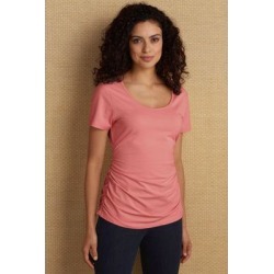 Women Ruched T-Shirt by Soft Surroundings, in Tea Rose size 1X (18-20)