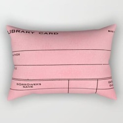 Library Card Bss 28 Pink Rectangular Pillow by Gas Station Burrito - Small (17" x 12")