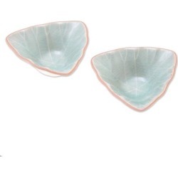 Handmade Luxe Leaves Ceramic Condiment Servers, Set of 2 (Thailand)
