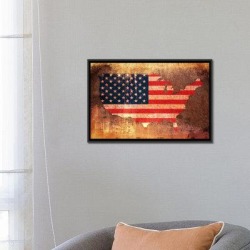 Millwood Pines 'U.S.A. Flag Map' by Michael Tompsett Graphic Art on Canvas & Fabric in Black/Orange/Red, Size 0.75 D in | Wayfair 8864-1PC3-26x18 found on Bargain Bro Philippines from Wayfair for $69.99