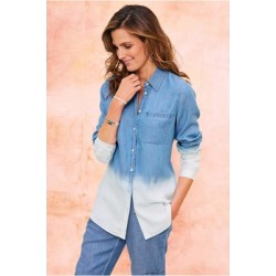 Women's Sambar Tencelâ„¢ Chambray Shirt by Soft Surroundings, in Light Chambray size XS (2-4)