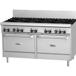 Garland GFE60-10RR Liquid Propane 10 Burner 60" Range with Flame Failure Protection, Electric Spark Ignition, and 2 Standard Ovens - 120V, 336,000 BTU