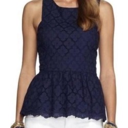 Lilly Pulitzer Tops | Lilly Pulitzer Navy Ashton Eyelet Tank Topcami Size Xs (Nwot) | Color: Tan | Size: Xs found on Bargain Bro from poshmark, inc. for USD $26.60