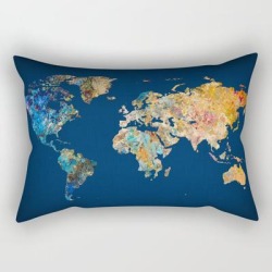 World Map 11 Rectangular Pillow by World Map - Small (17" x 12")
