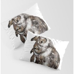 Owl King Size Pillow Sham by Big Nose Work - STANDARD SET OF 2 - Cotton