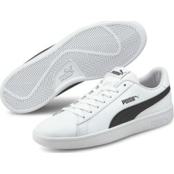 PUMA Men's Sneakers Puma - White & Black Puma Smash V2 Leather Sneaker - Men