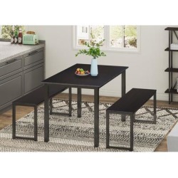 3 Piece Dining Table Set Breakfast Nook with Two Benches