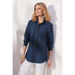 Women's Petites Pool Party Shirt by Soft Surroundings, in Navy size PXS (2-4)
