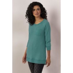 Women Autumn Waffle T-Shirt by Soft Surroundings, in Spruce Green size 1X (18-20)