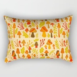 Spring Mushroom Print Rectangular Pillow by Doodle By Meg - Small (17" x 12")