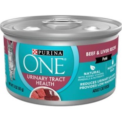 Purina ONE Urinary Tract Health Beef & Liver Recipe Pate Wet Cat Food, 3 oz., Case of 12, 12 X 3 OZ