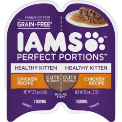 Iams Perfect Portions Grain Free Chicken Recipe Cuts in Gravy Healthy Kitten Wet Food, 2.6 oz., Case of 24, 24 X 2.6 OZ