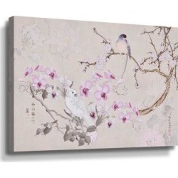 Winston Porter Chinoiserie w/ Birds - Painting Canvas & Fabric in Brown/Pink, Size 12.0 H x 18.0 W x 2.0 D in | Wayfair found on Bargain Bro from Wayfair for USD $28.87