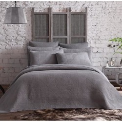 Estate Collection Origami Quilt Set by American Home Fashion in Charcoal Gray (Size FL/QUE)