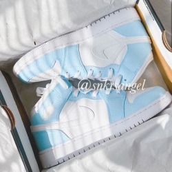 Nike Shoes | Nike Custom Air Jordan 1 Mid Sneakers | Color: Blue/White | Size: Various