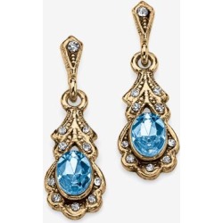 Women's Gold Tone Antiqued Oval Cut Simulated Birthstone Vintage Style Drop Earrings by PalmBeach Jewelry in March found on Bargain Bro from Ellos for USD $17.47