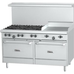 Garland G60-8G12RS Natural Gas 8 Burner 60" Range with 12" Griddle, Standard Oven, and Storage Base - 320,000 BTU
