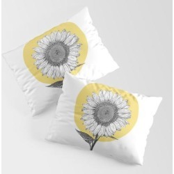 Sunflower King Size Pillow Sham by Ginger In Pajamas - STANDARD SET OF 2 - Cotton