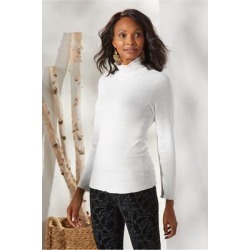 Women's Margherita Turtleneck Top by Soft Surroundings, in Ecru size XS (2-4)