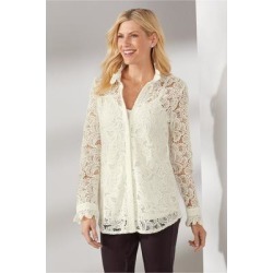 Women Francesca Shirt & Cami by Soft Surroundings, in Ivory size 1X (18-20)