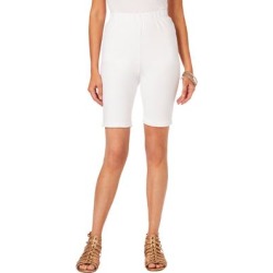 Plus Size Women's Essential Stretch Bike Short by Roaman's in White (Size 3X) Cycle Gym Workout found on Bargain Bro Philippines from Roamans.com for $26.99