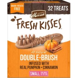 Merrick Fresh Kisses Infused with Real Pumpkin and Cinnamon Dental Treats for Small Dogs 15-25 lbs., 20 oz., Count of 32