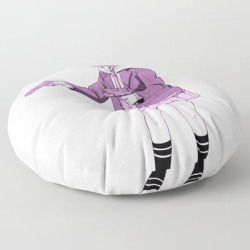 Gun Girl Pink - Sad Japanese Anime Aesthetic Floor Pillow by Poser_boy - ROUND - 30" x 30"