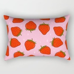Strawberry Print Rectangular Pillow by Doodle By Meg - Small (17" x 12")