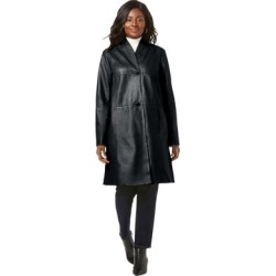 Plus Size Women's Leather Swing Coat by Jessica London in Black (Size 28) Leather Jacket found on Bargain Bro from SwimsuitsForAll.com for USD $250.79