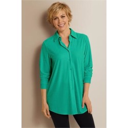 Women's Velvet Boyfriend Shirt by Soft Surroundings, in Gemstone size XS (2-4)
