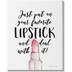 Trinx Favorite Lipstick Deal w/ It Phrase Cosmetic Fashion by Stephanie Workman Marrott - Textual Art Canvas & Fabric in Black/Pink | Wayfair