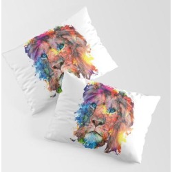 Lion King Size Pillow Sham by Rizapeker - STANDARD SET OF 2 - Cotton