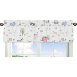 Farm Animals Collection Window Curtain Valance - Watercolor Farmhouse Horse Cow Sheep Pig