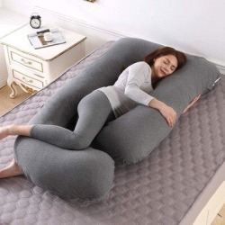 Wade Logan® Aarne Pregnancy Pillow, J-shaped Body Pillow Maternity Pillow For Belly/Hips/Legs/Back Support, Nursing Pillow in Gray | Wayfair