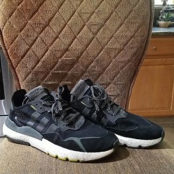 Adidas Shoes | Adidas Originals Nite Jogger Boost Black Iridescent Lace Up Sneakers Shoes | Color: Black/White | Size: 11