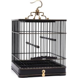 Arlmont & Co. Retro Fashion Design High Quality Chinese Bird Cage (With Detachable Drawer). Wood in Black/Brown, Size 10.24 H x 9.06 W x 9.06 D in found on Bargain Bro from Wayfair for USD $83.59