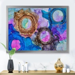 East Urban Home Blue Luxury Abstract Fluid X - Painting on Canvas Plastic in Blue/Brown/Gray, Size 34.0 H x 44.0 W x 1.5 D in | Wayfair found on Bargain Bro from Wayfair for USD $132.07