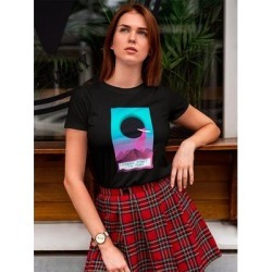 Vaporwave Press Start To Play Tee Women's -Image by Shutterstock (S), Black(cotton, Graphic)