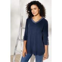Women's Inkwell Pullover Top by Soft Surroundings, in Nautical Navy size XS (2-4)