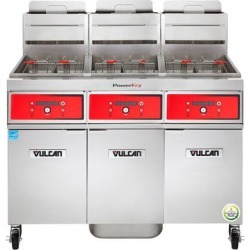 Vulcan 3VK65DF-2 PowerFry5 Liquid Propane 195-210 lb. 3 Unit Floor Fryer System with Digital Controls and KleenScreen Filtration - 240,000 BTU