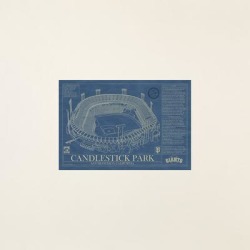 Baseball Stadium Blueprints - Candlestick Park, San Francisco Giants, Unframed found on Bargain Bro Philippines from uncommongoods.com for $85.00