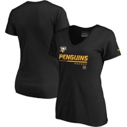Women's Fanatics Branded Black Pittsburgh Penguins Authentic Pro Core Collection Prime V-Neck T-Shirt found on MODAPINS