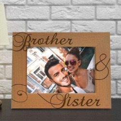 Latitude Run® - Brother & Sister Engraved Natural Wood Picture Frame, Siblings Gifts, Wedding Gifts, Little Sister, Little Brother, Big Sister found on Bargain Bro from Wayfair for USD $72.19