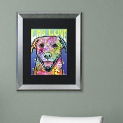 Trademark Fine Art 'Lab Love' by Dean Russo Framed Graphic Art Canvas & Fabric in Blue/Indigo/Pink, Size 19.5 H x 23.5 W x 1.25 D in | Wayfair found on Bargain Bro Philippines from Wayfair for $91.99