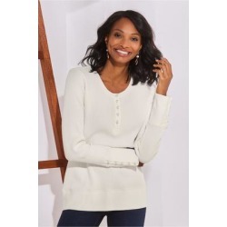 Women's Heraea Henley Shirt by Soft Surroundings, in Ecru size M (10-12)