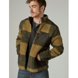 Lucky Brand Plaid Sherpa Mock Neck - Men's Clothing Outerwear Coats Jackets Sherpa Fur Denim Jean Jackets in Yellow Multi, Size XL found on Bargain Bro Philippines from Lucky Brand for $90.30