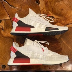 Adidas Shoes | Adidas Nmd R1 V2 Quilted White Solar Red Size 14 Sneakers | Color: Red/White | Size: 14