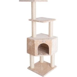 Gleepet Beige GP78480321 Real Wood Cat Tree with Perch And Playhouse, 48